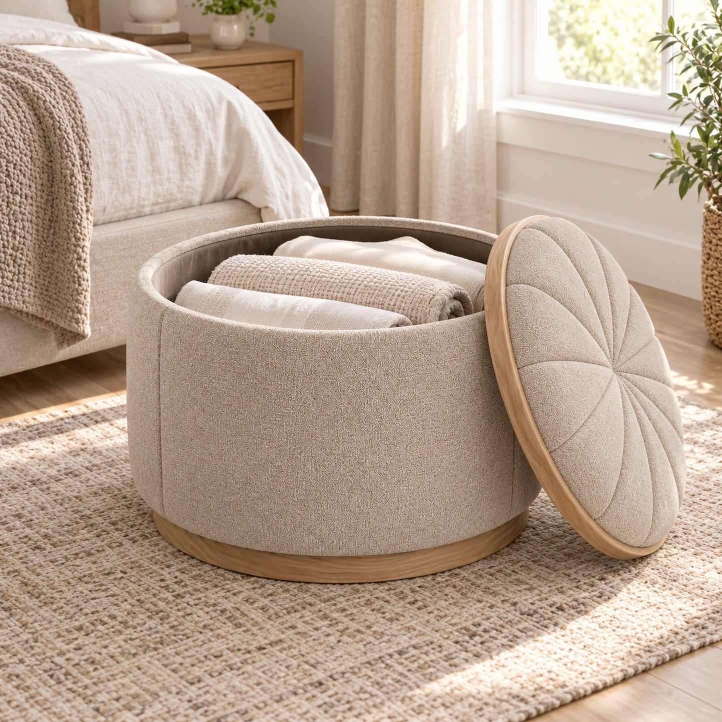 Tray Bloom Storage Ottoman