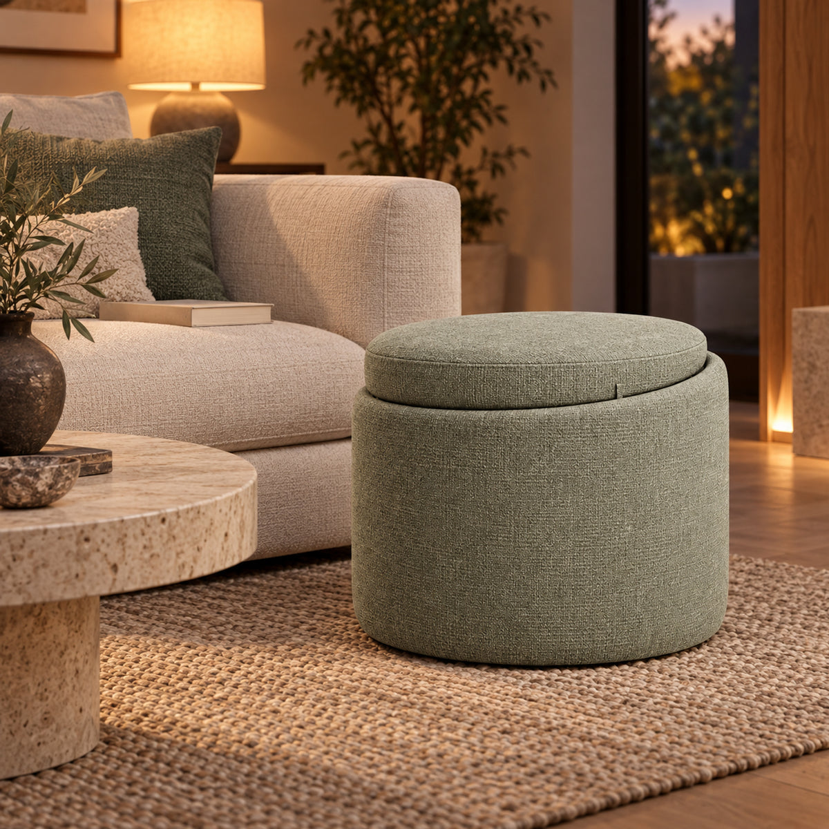 Offset Halo Storage Ottoman