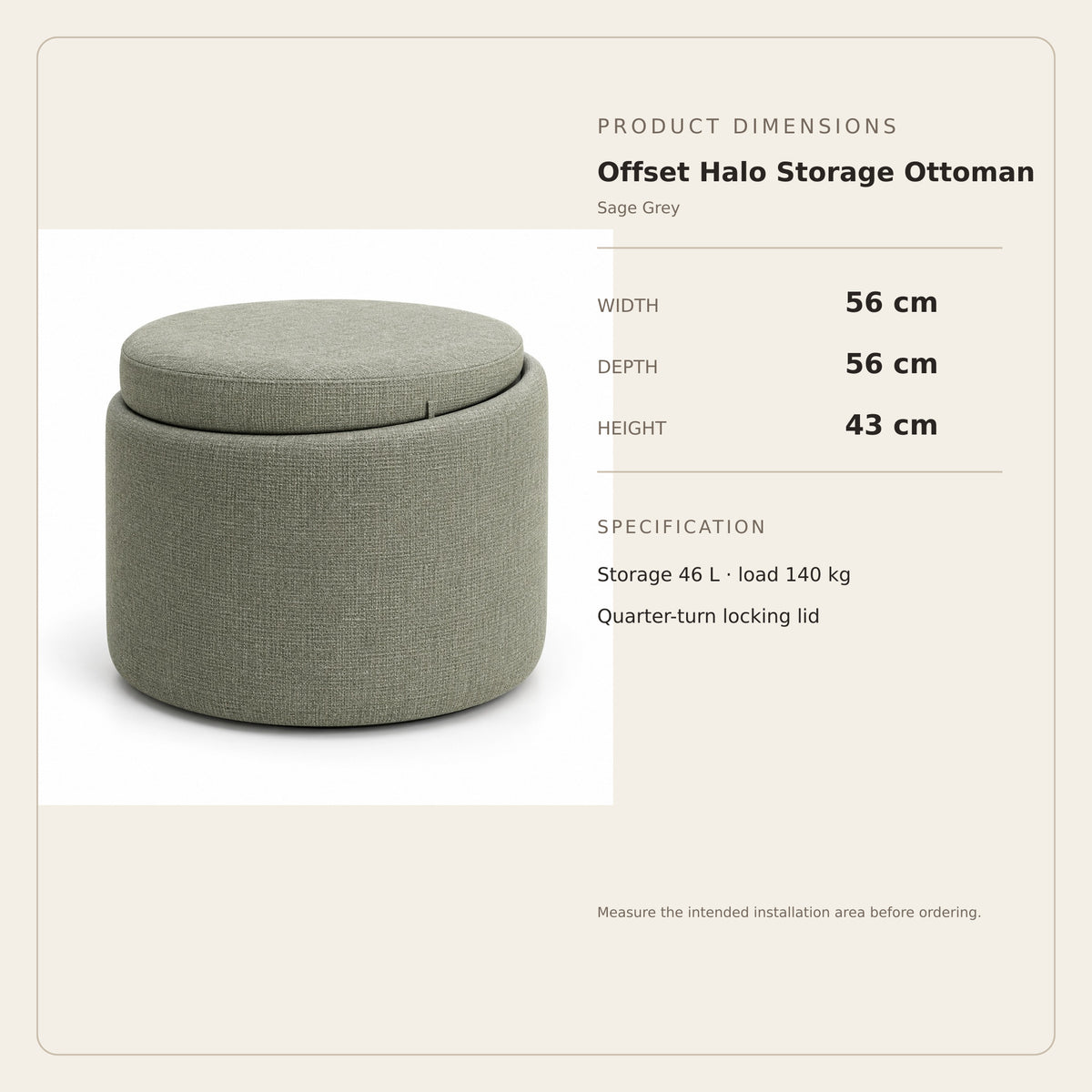 Offset Halo Storage Ottoman