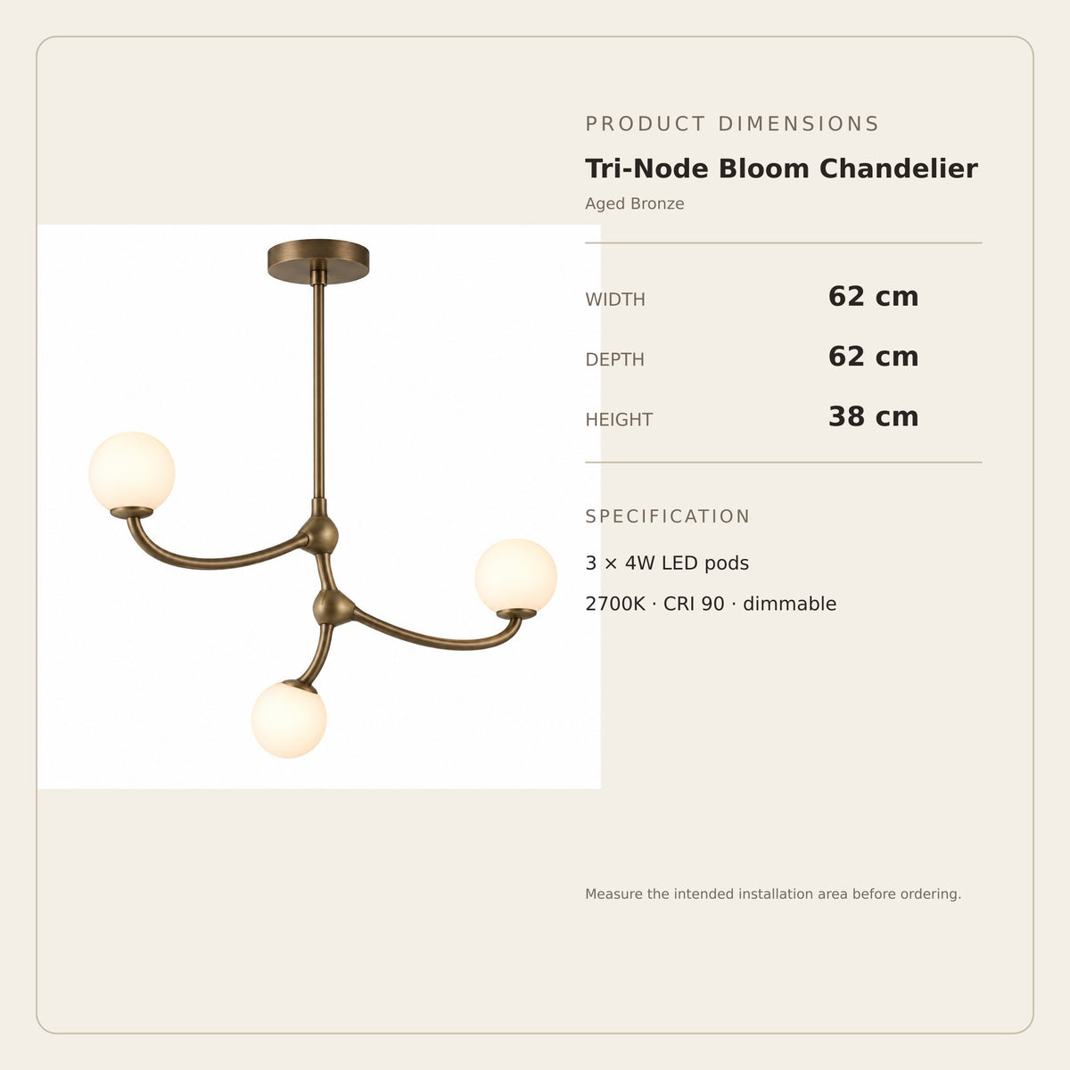 Tri-Node Bloom Chandelier