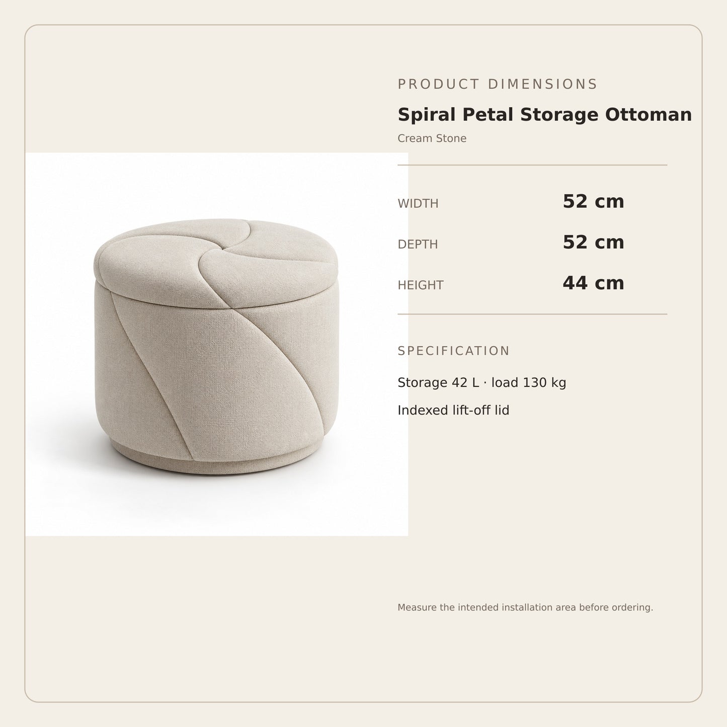 Spiral Petal Storage Ottoman