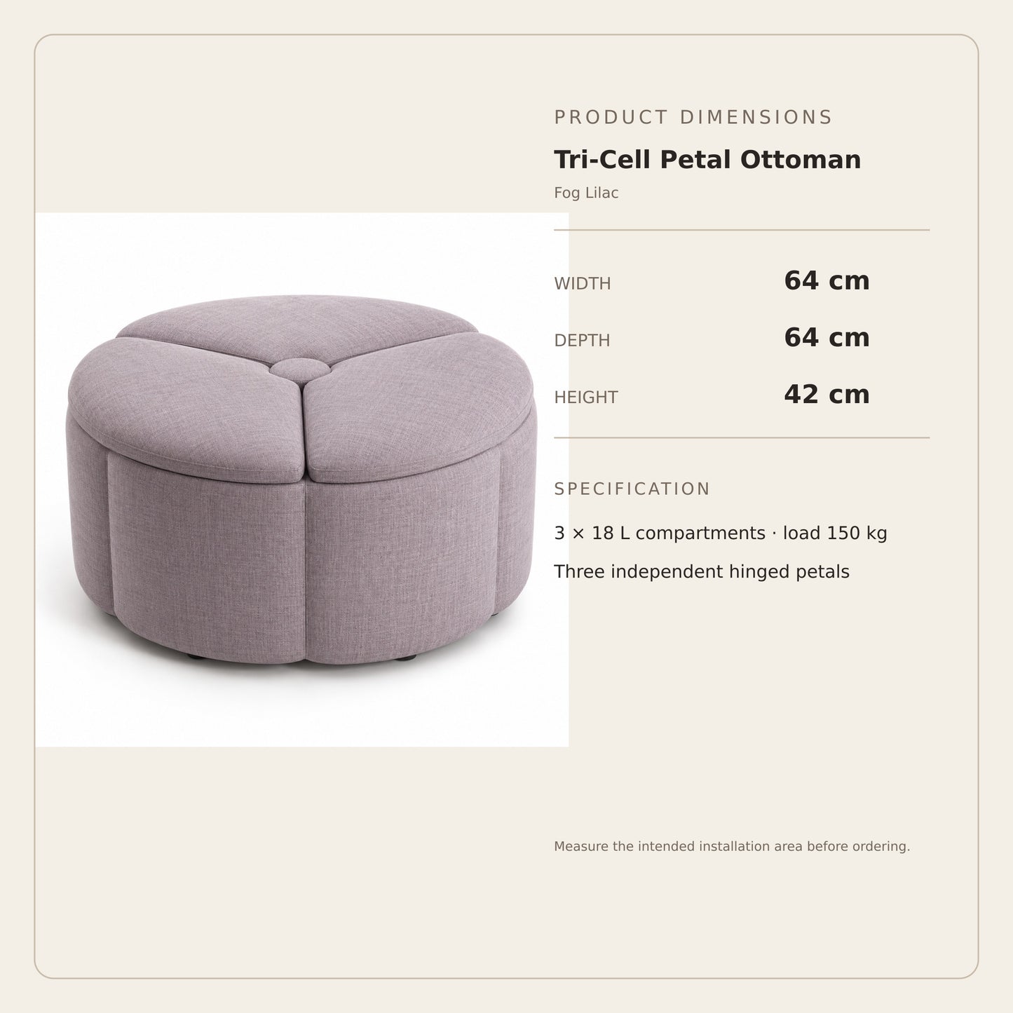 Tri-Cell Petal Ottoman