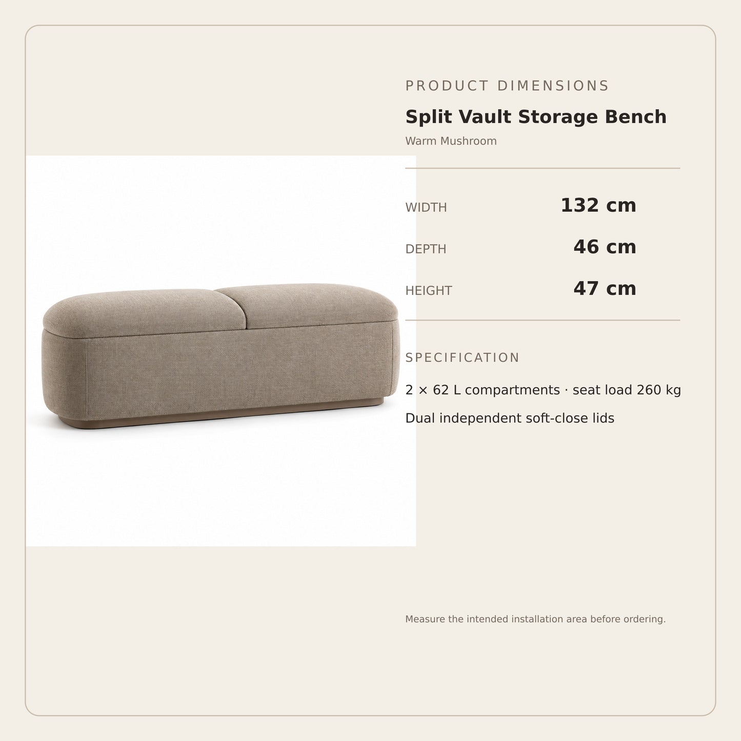 Split Vault Storage Bench