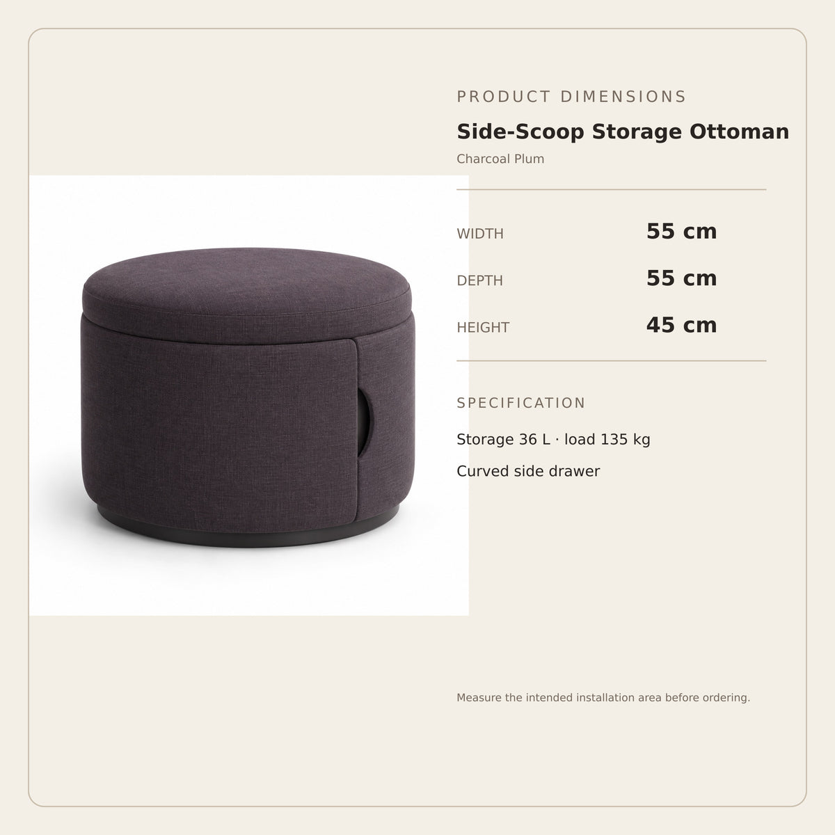 Side-Scoop Storage Ottoman