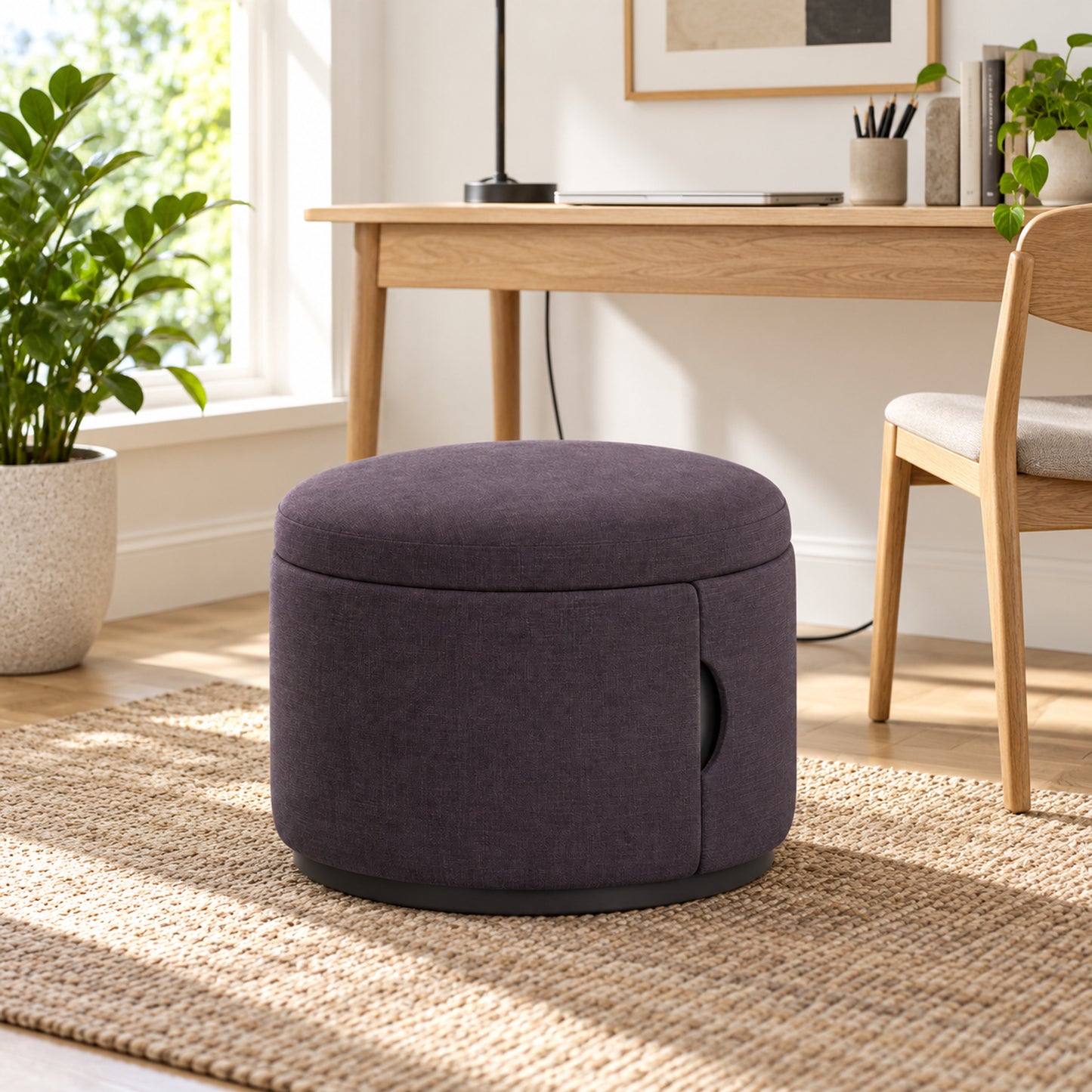 Side-Scoop Storage Ottoman