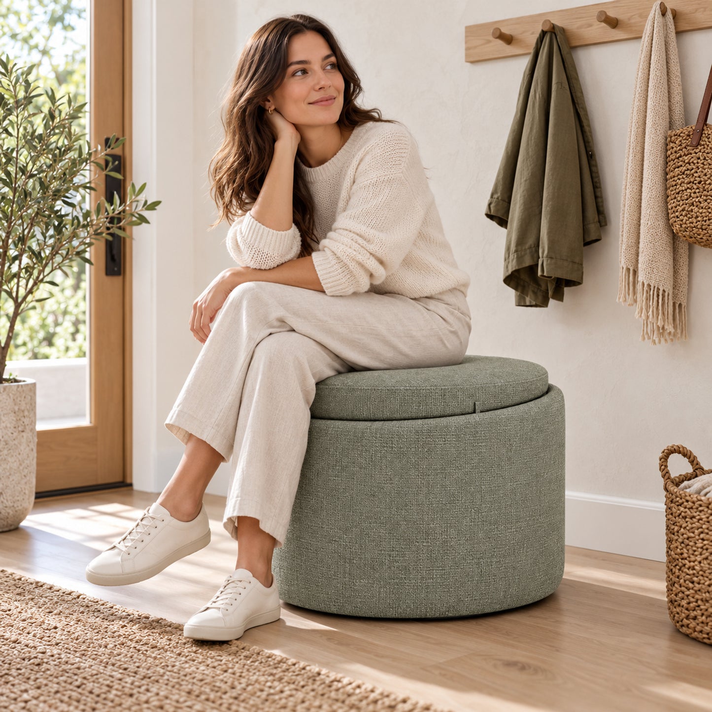 Offset Halo Storage Ottoman