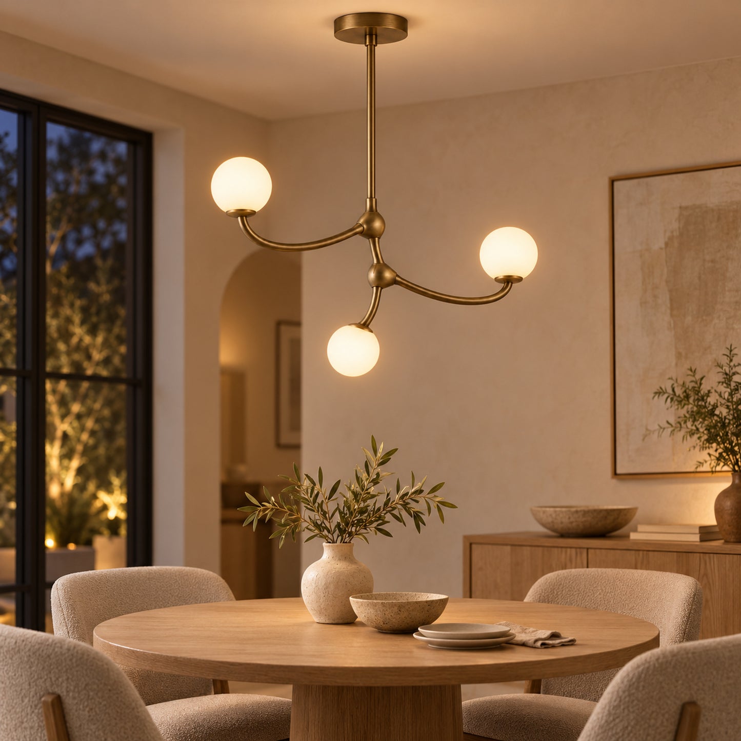 Tri-Node Bloom Chandelier