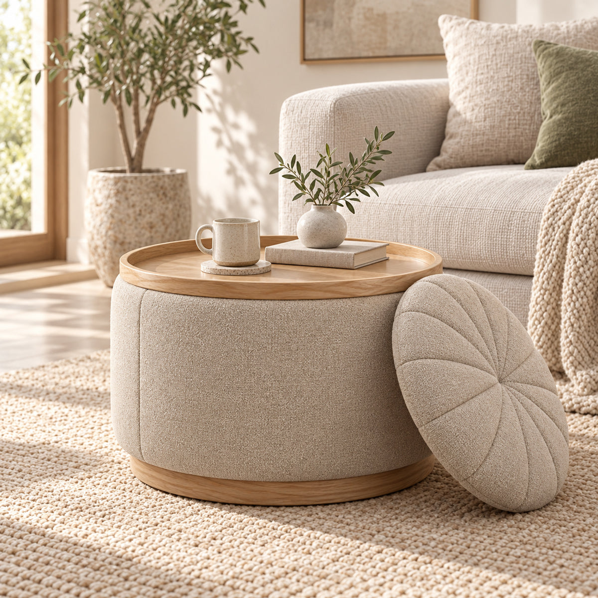 Tray Bloom Storage Ottoman